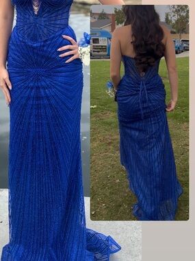 Royal Blue Strapless Evening Gown